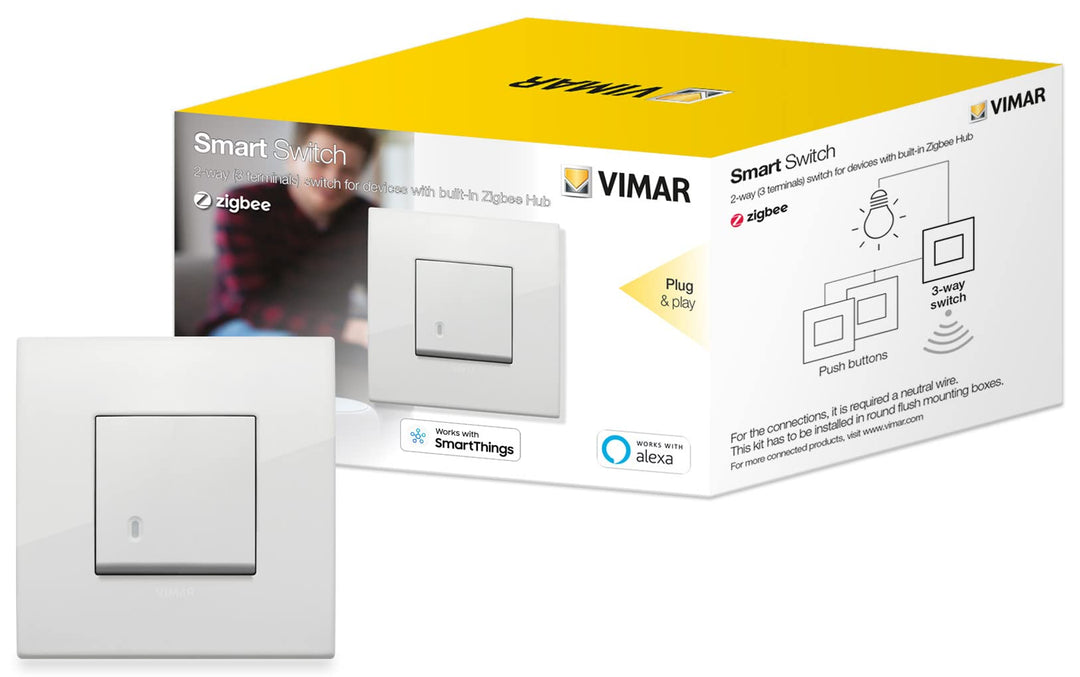VIMAR 0K19592.01 Arké Smart 2-Wege-Schalter funktioniert mit Alexa, Kit Plug & Play für Gerät im Zig