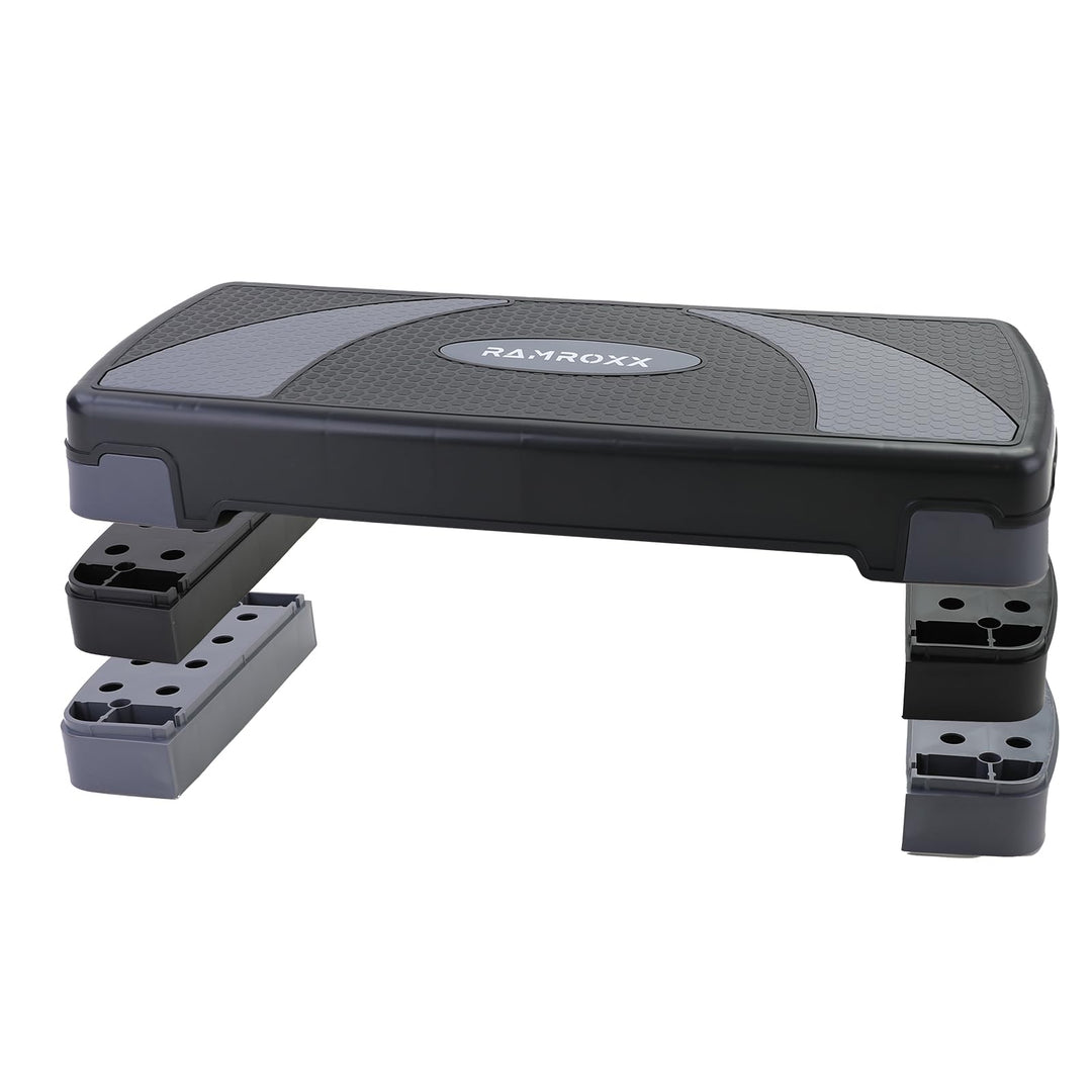 Tenzo-R Fitness Stepboard Stepper Steppbrett Workout 3 Stufen Schwarz Grau 80x30cm