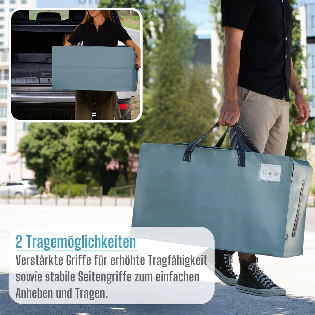VENO 102 Liter Grosse Aufbewahrungstasche mit Deckel, Strapazierfähige Griffe und Reissverschlüssen