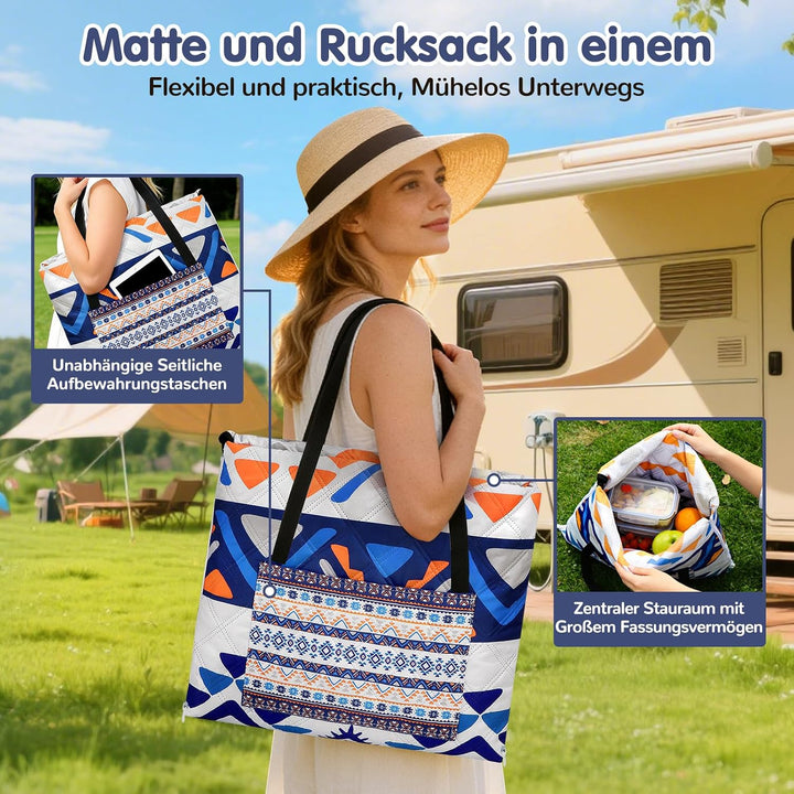 Ulikey Picknickdecke, 200 x 200 cm Stranddecke Sandfrei, Boho Picknickdecke Wasserdicht Isoliert, Tr
