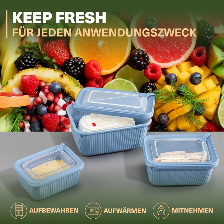 Frischhaltedosen im 3er Set mit transparentem Ventildeckel, Aufbewahrungsbehälter, Küche, stapelbar,