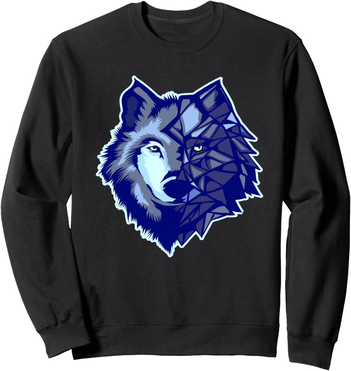 Wolf und geometrisches Berggeschenk Sweatshirt