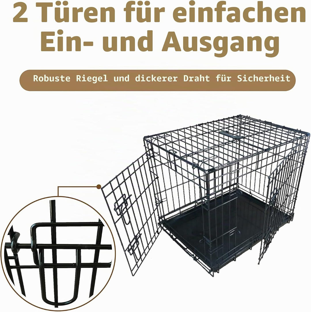 Ellie-Bo Hundekäfig, Welpenkäfig, klein, 61 cm, schwarz, klappbar, mit 2 Türen, mit Metall-Bodenscha