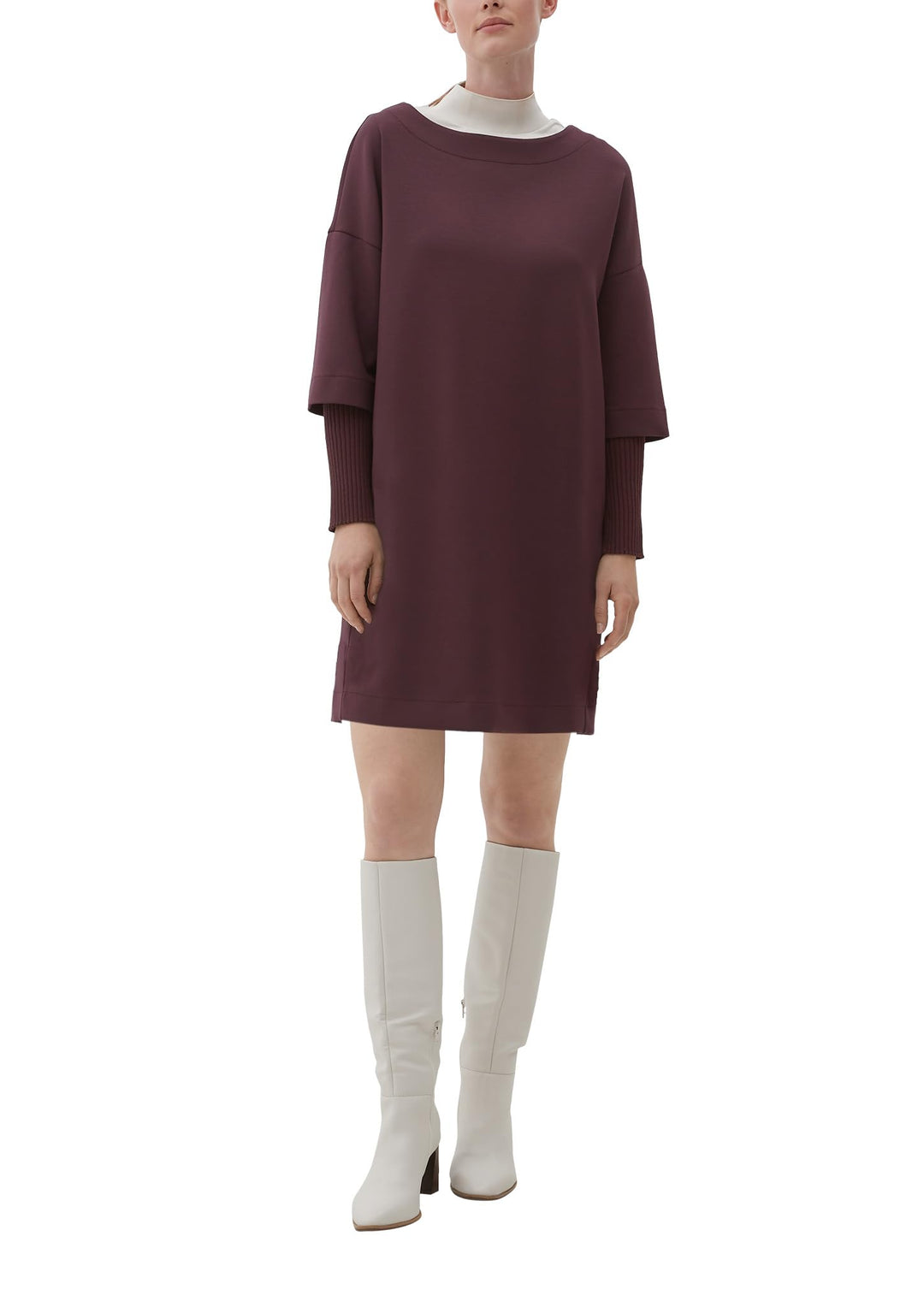 s.Oliver Sweatkleid mit gerippten Ärmeln 42 Lila, 42 Lila