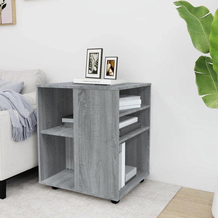Rollschrank Grau Sonoma, 60x53x72 cm Holzwerkstoff, mobiler Büroschrank mit 4 Rollen, abschliessbar,
