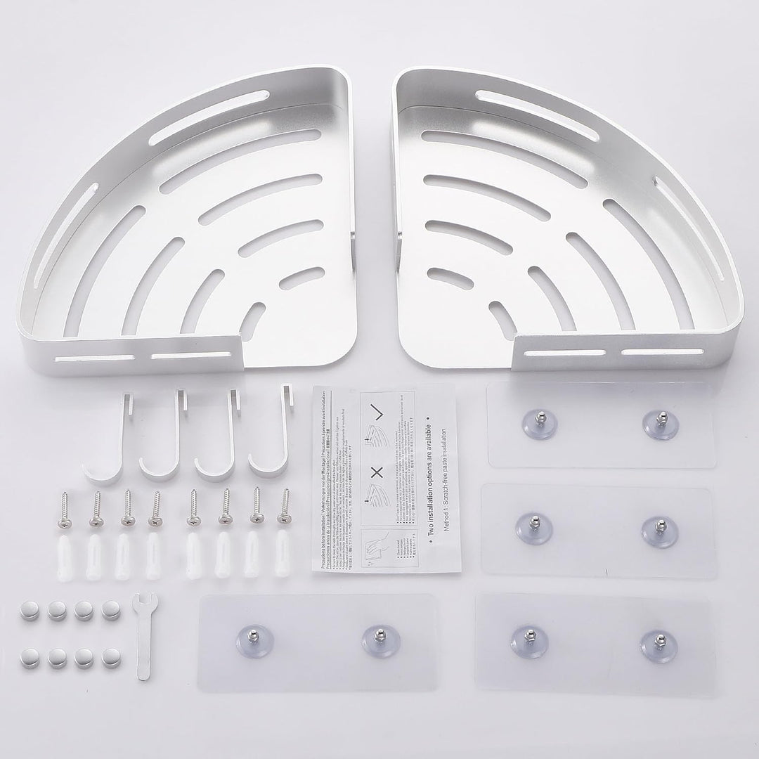 GRICOL Eckablage Duschkorb Duschregal ohne Bohren Duschablage Metall Mit 4 Haken Dusche Ablage Badre