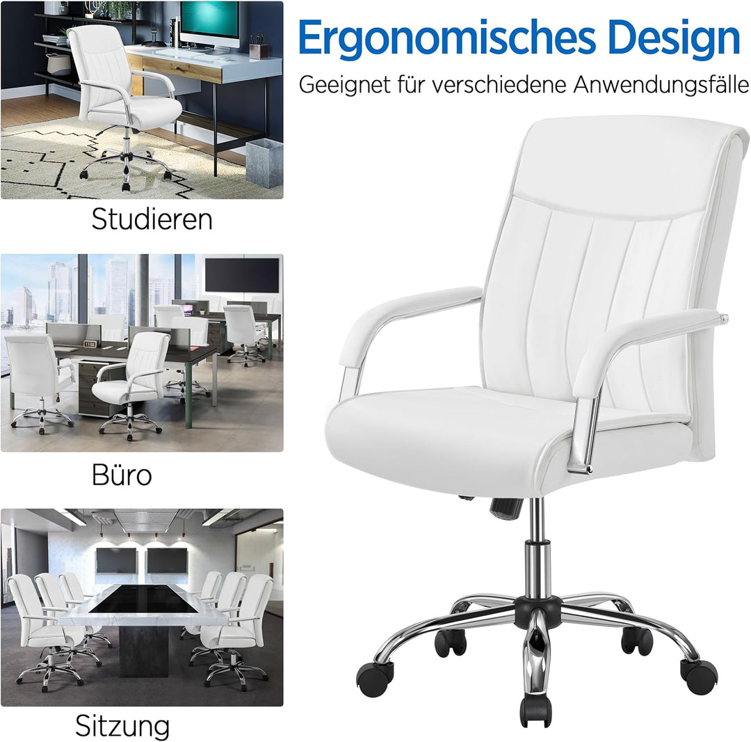 Yaheetech Bürostuhl Ergonomisch Schreibtischstuhl, Chefsessel, Drehstuhl mit Rollen, Drehbar und Wip