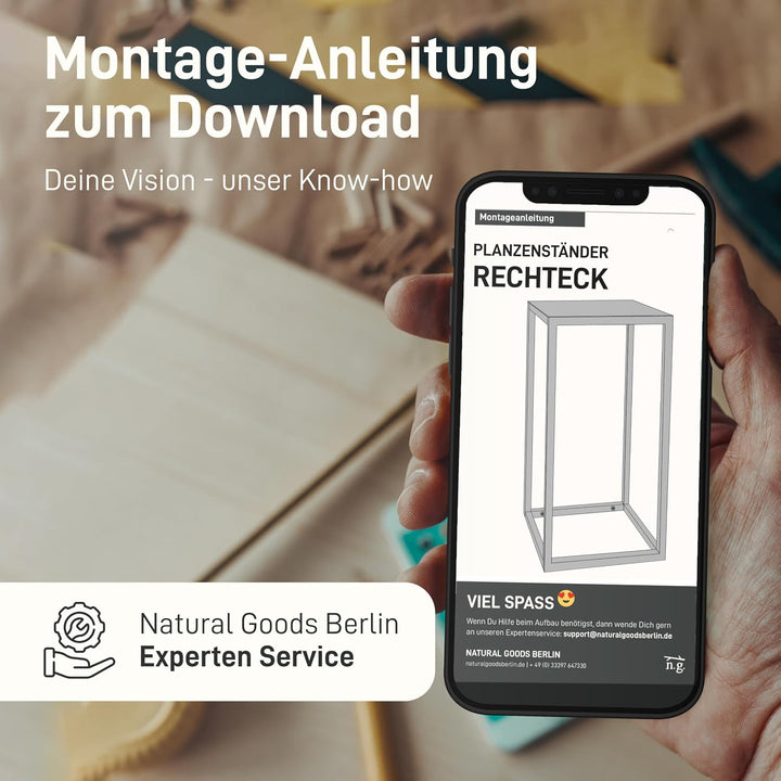 Natural Goods Berlin 1x Pflanzenständer RECHTECK Blumenhocker eckig aus Metall Innen- und Aussenbere
