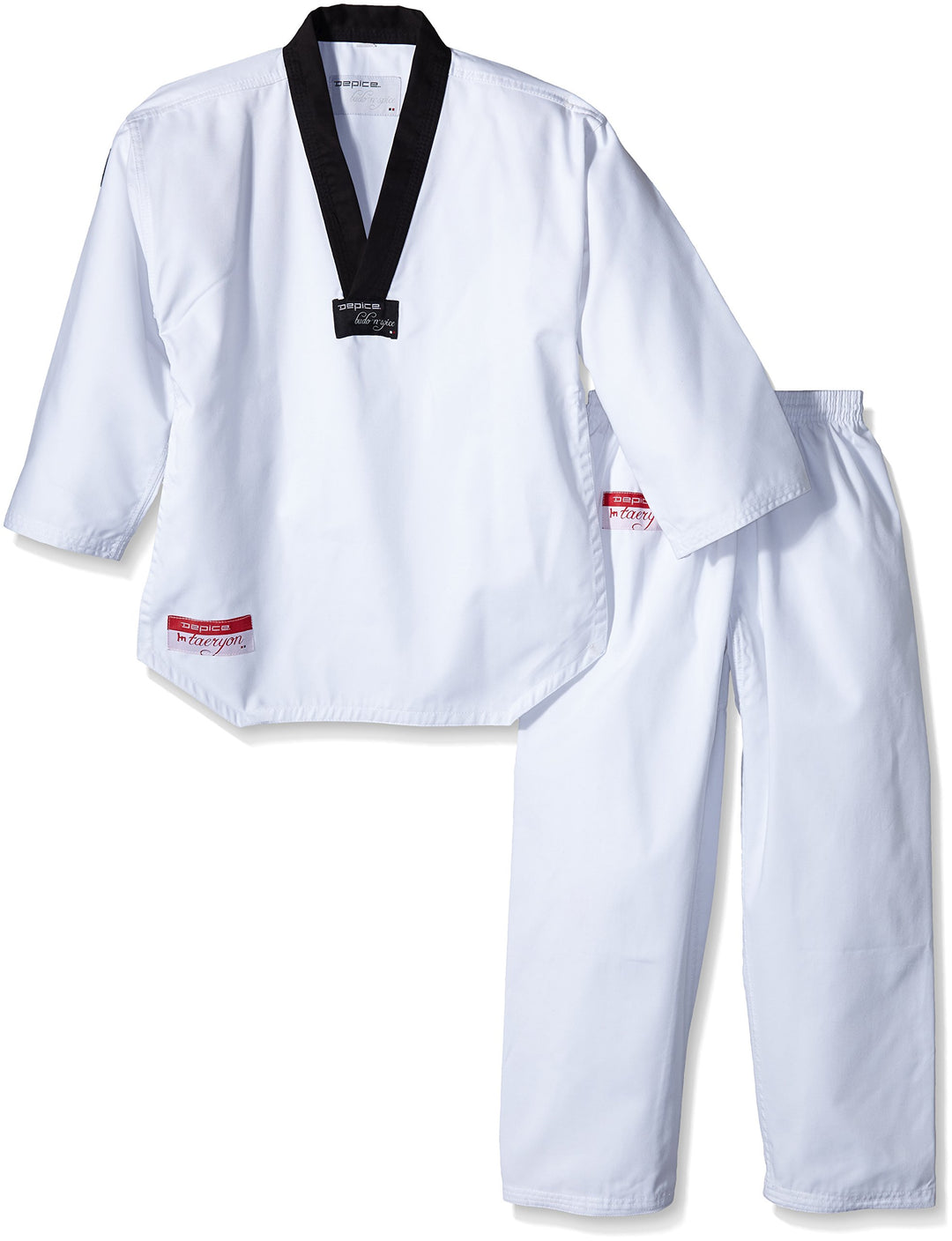 DEPICE Taekwondo Anzug Taeryon mit schwarzem Revers 200 cm, 200 cm