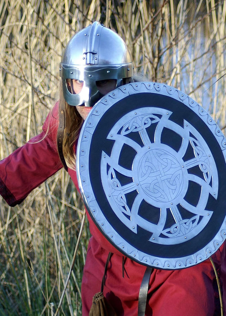Ulfberth Wikinger Rundschild aus Holz mit Stahlbeschlägen | Mittelalter Schild für Erwachsene | Wiki