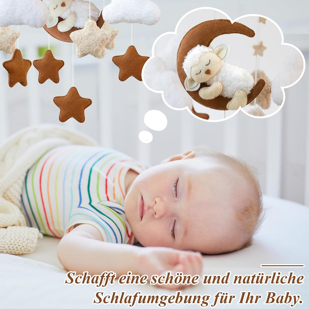 Mobile Baby Windspiele, Schlafen auf dem Mond Lämmchen, Mobile Wickeltisch Baby Mobile Babybett, Kin
