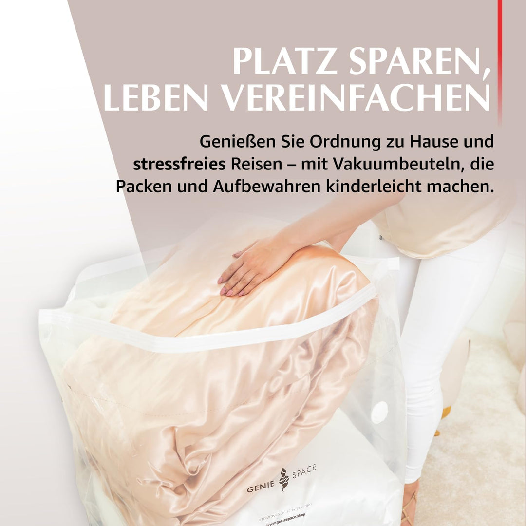 GENIE SPACE Vakuumbeutel - 6er Pack, Gross, 80x60x32cm | Starke platzsparende Packwürfel | Luftdicht