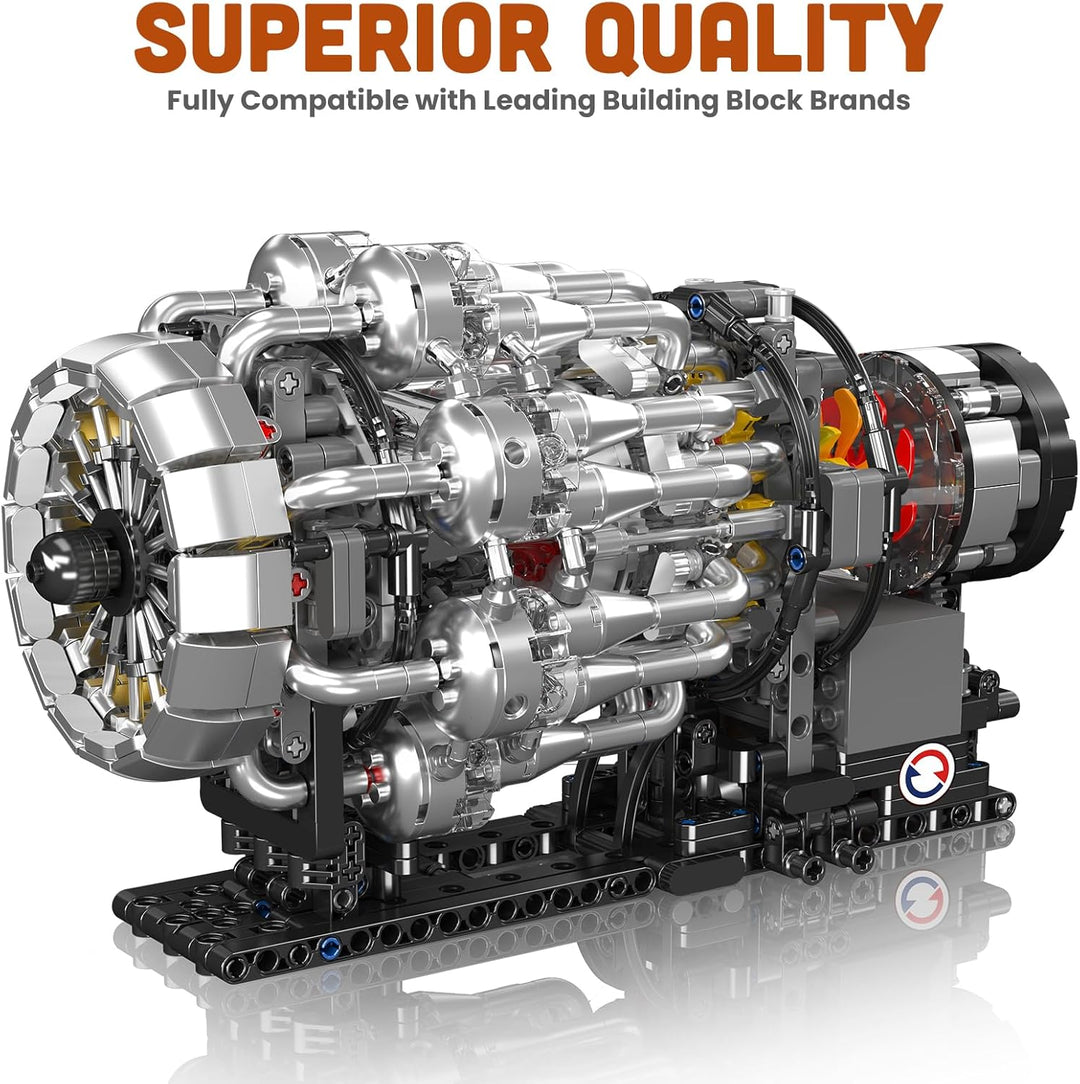 Mould King Turbojet Motor Bausatz, Modellmotor Bauset für Erwachsene, 10216 STEM DIY Turbinen Bausat