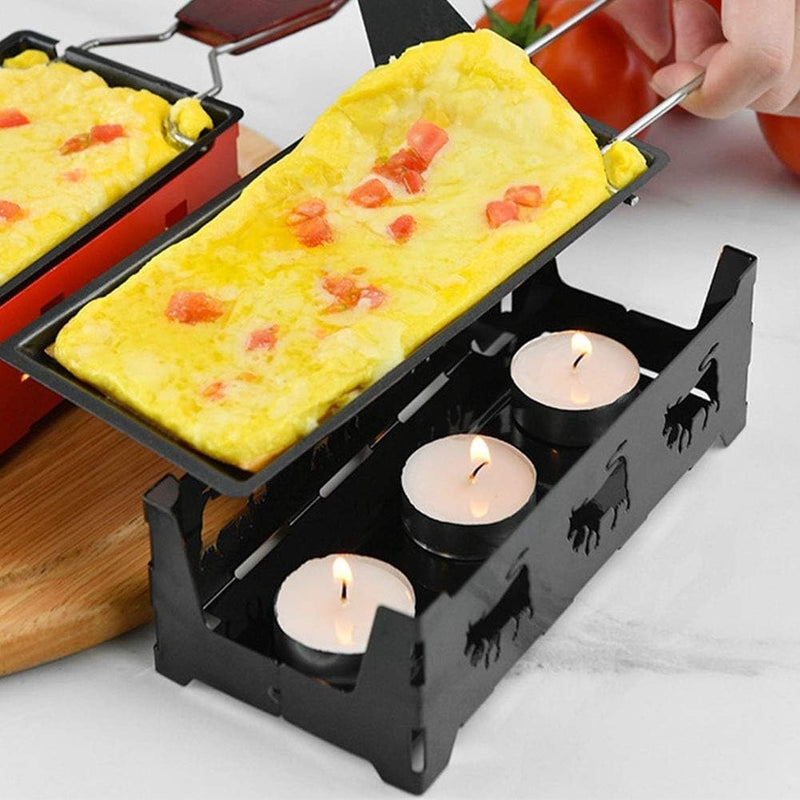 MAGT Mini Raclette Grill, Antihaft-Käse Raclette Rotaster Ofen Mit Klappbarem Holzgriff, Tischgrill