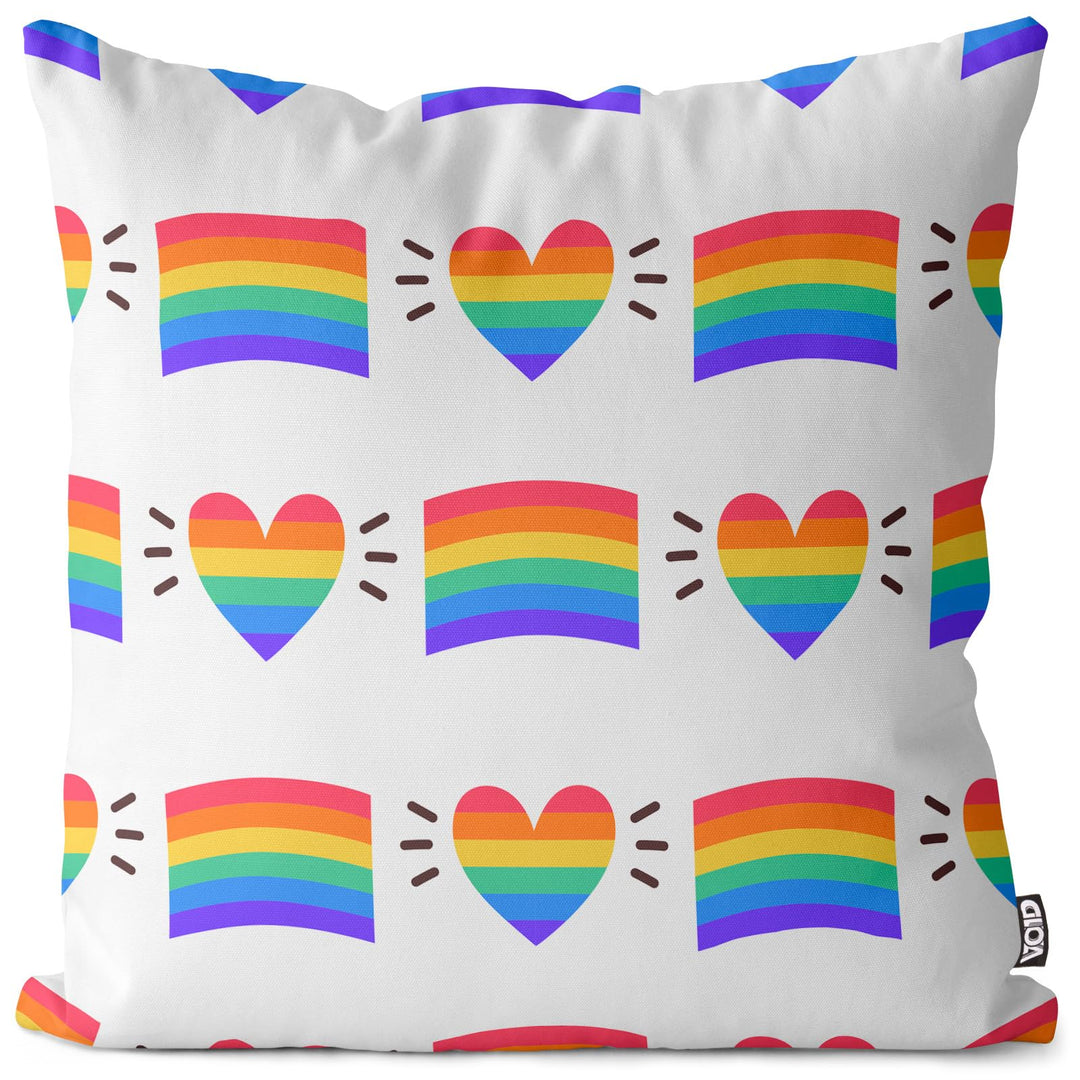 VOID Regenbogen Farben Herz Kissenbezug Kissenhülle Polyester wasserfest Outdoor Indoor, Kissen Grös