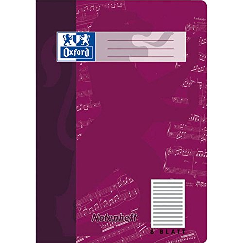 Oxford Notenheft A4, Lineatur 14, 8 Blatt, blau und grün, 15er Pack A4 Lineatur 14 (ohne Hilfslinien