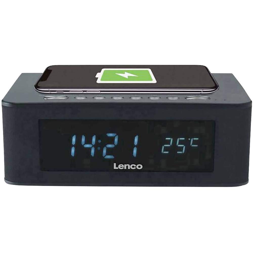 Lenco CR-580 Uhrenradio - Radiowecker mit Bluetooth - QI Wireless Ladestation - NFC, USB und Tempera