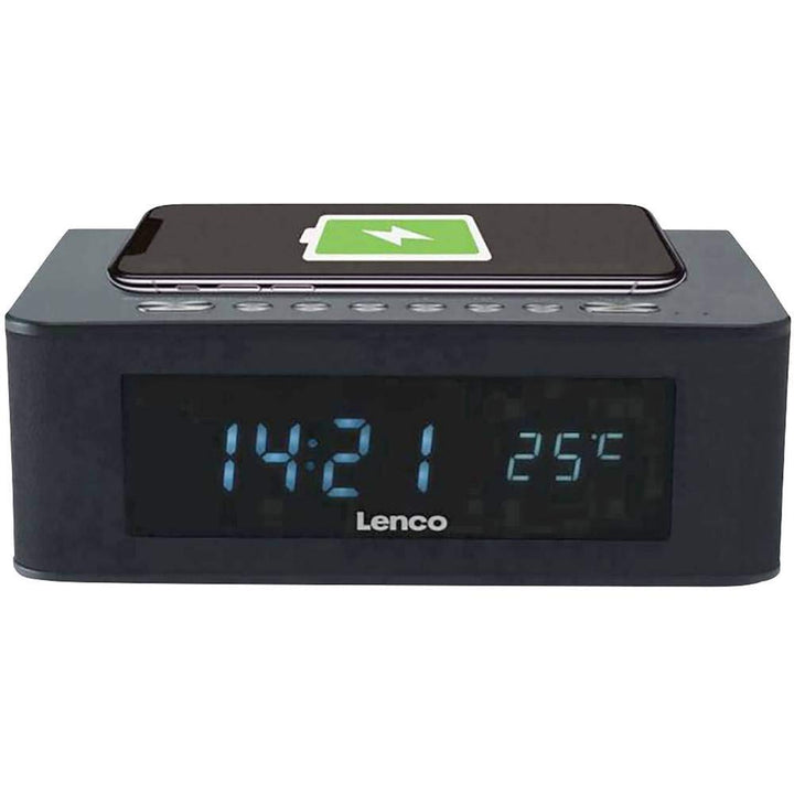 Lenco CR-580 Uhrenradio - Radiowecker mit Bluetooth - QI Wireless Ladestation - NFC, USB und Tempera