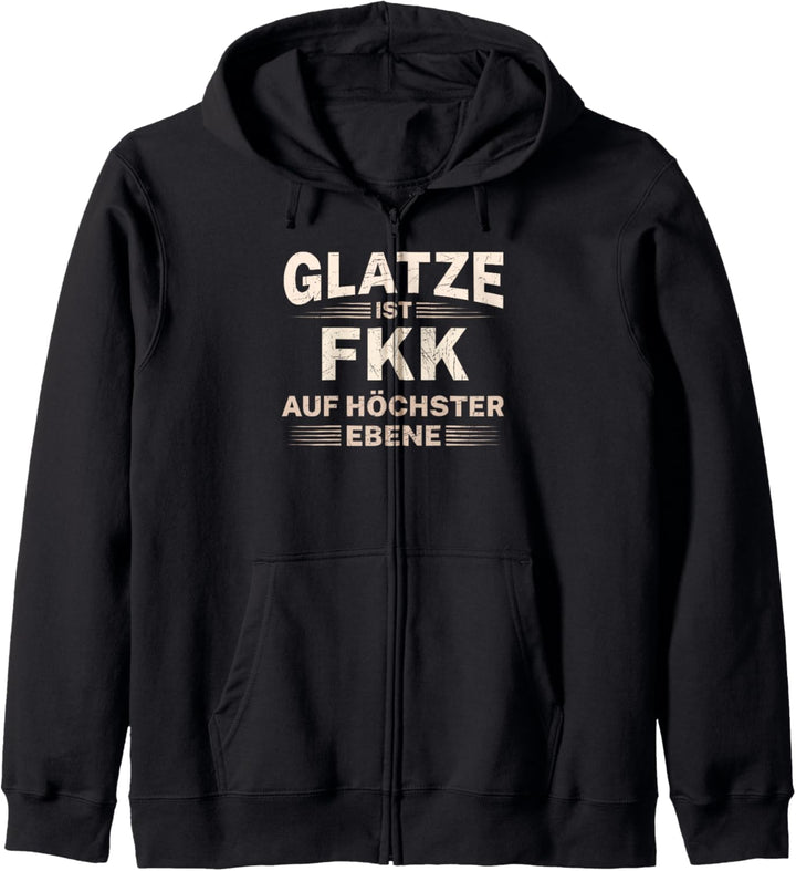 Glatze Glatzenträger Glatzkopf Kahlkopf Witz Geschenk Kapuzenjacke