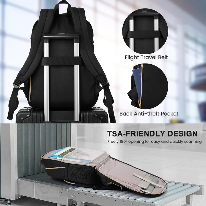 RJEU Rucksack Damen,Laptop Rucksack 15,6 Zoll Schulrucksack für Universität Studium Lehrer Arbeit Re