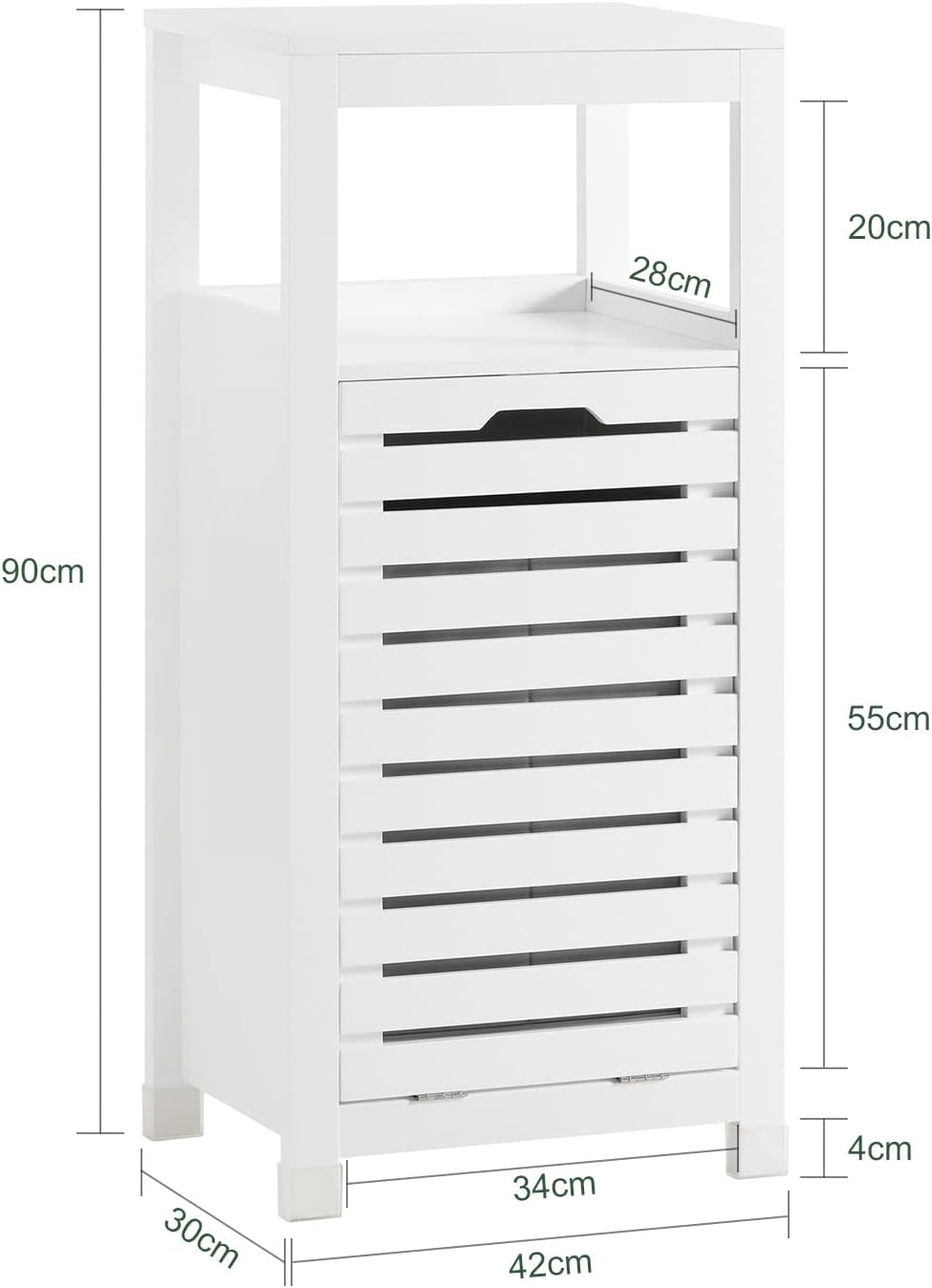 SoBuy BZR67-W Wäscheschrank mit ausklappbarem Wäschesack Wäschesäcken Wäschetruhe Wäschesammler Wäsc