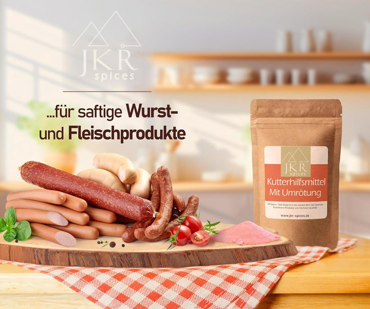 JKR Spices® 1000g Kutterhilfsmittel mit Umrötung - Kuttermittel zur Herstellung von Kochwürsten, Brü