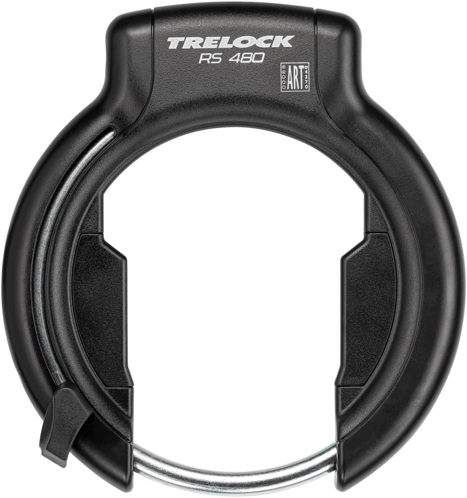 TRELOCK Rahmenschloss RS 480 Naz + Einsteckkette ZR 355 100/6 mit Satteltasche – 70,7 mm breite Öffn