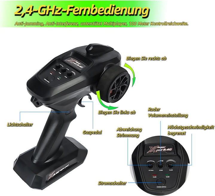 dexinco Ferngesteuertes Auto, 1:16 RC Auto, 4WD 40km/h Hobby Offroad Monster RC Truck, All Terrain W