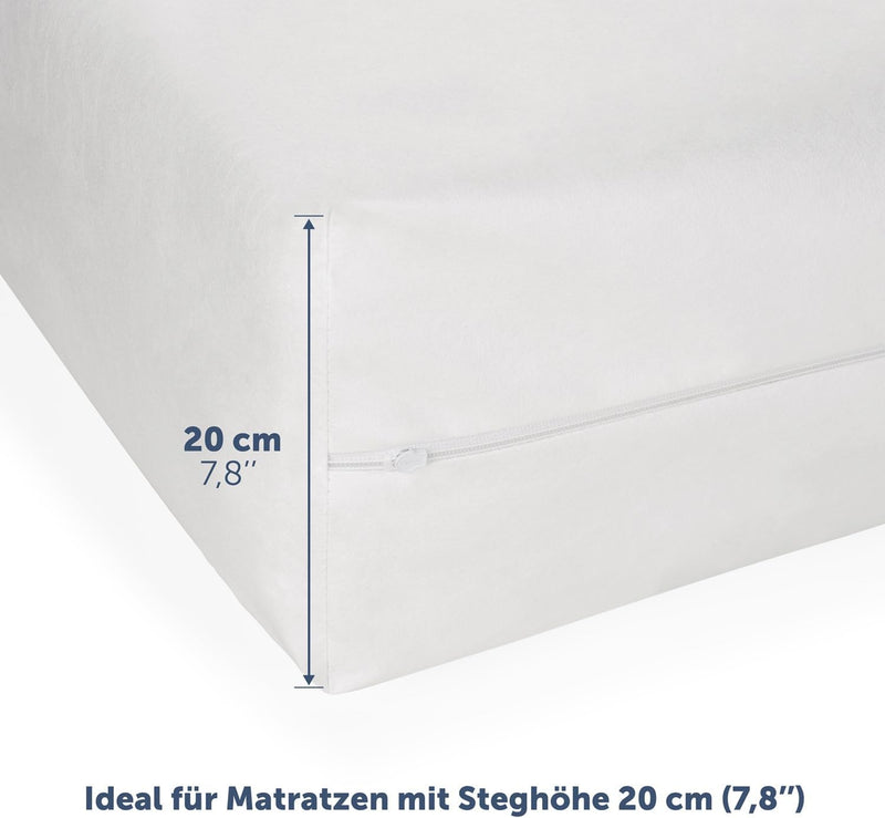 Blumtal 2er Set Matratzenbezug für Allergiker 90x220x20 cm Topper Bezug - Milbenbezug, Matratzenschu