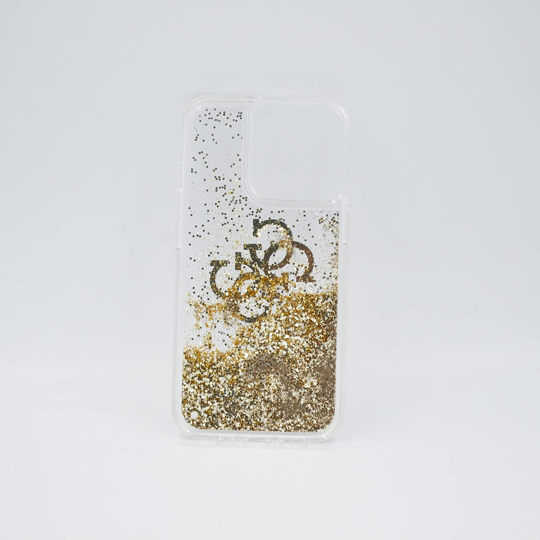 Guess GUHCP13LLG4GGO Hülle für iPhone 13 Pro / 13 6,1" golden 4G Big Liquid Glitter