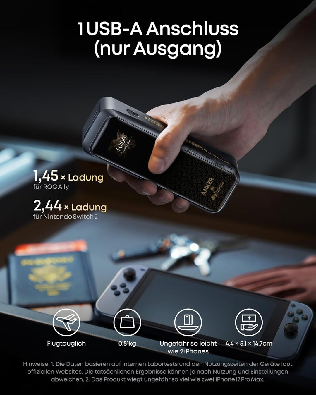 Anker Prime Power Bank Black Myth: Wukong Edition, 20.100mAh 3-Port Powerbank mit 220W, Zwei-Wege-La