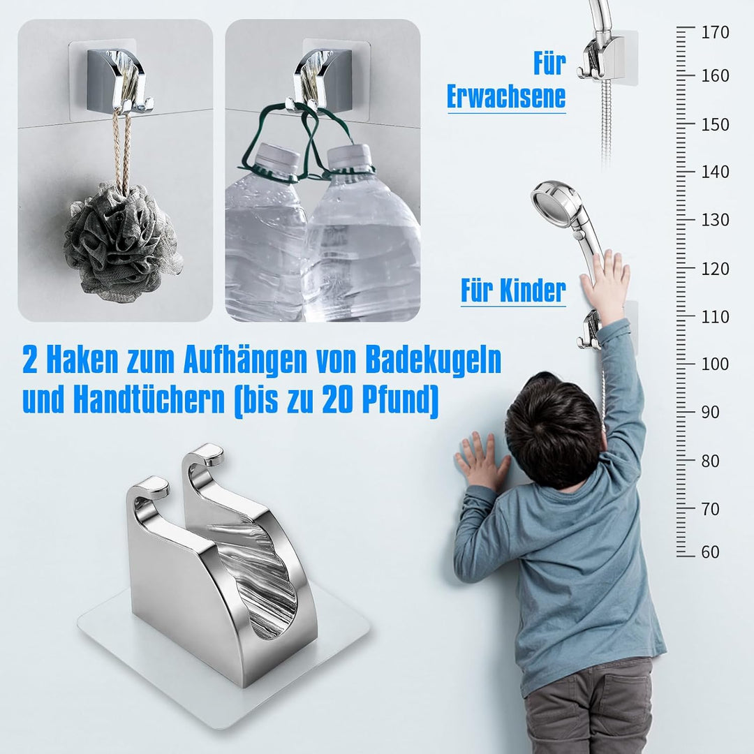 JONKEAN Duschbrause Halterung, Verstellbarer Handbrause Halterung Ohne Bohren, Stark Haftender Dusch
