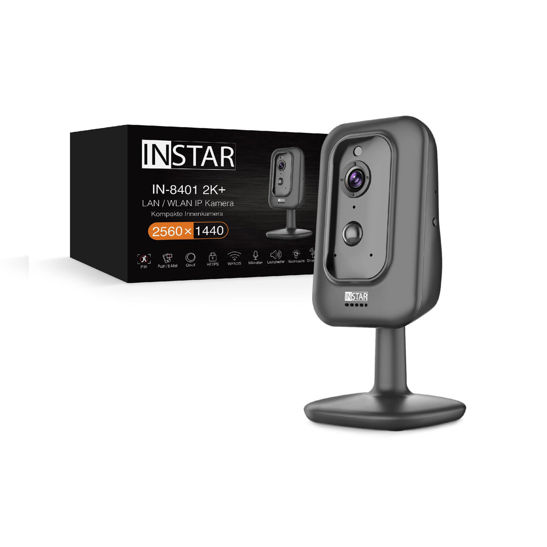 INSTAR IN-8401 2K+ schwarz - LAN/WLAN Überwachungskamera mit KI (AI) - IP Kamera - WPA3-2,4 und 5Ghz