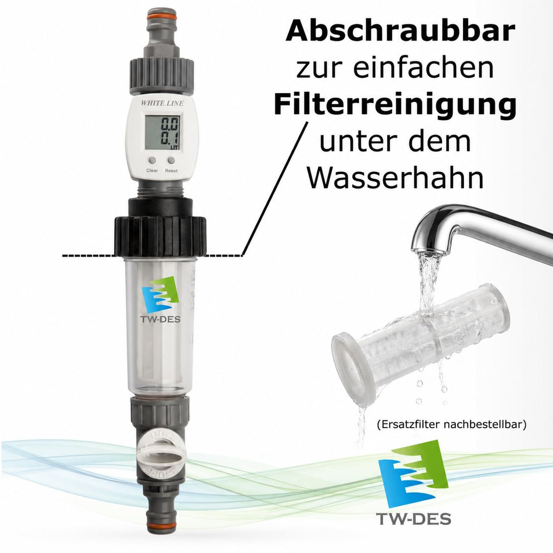 TW-DES Original Befüllfilter COMFORT mit Wasseruhr für Wohnmobil Caravan Wohnwagen Boot