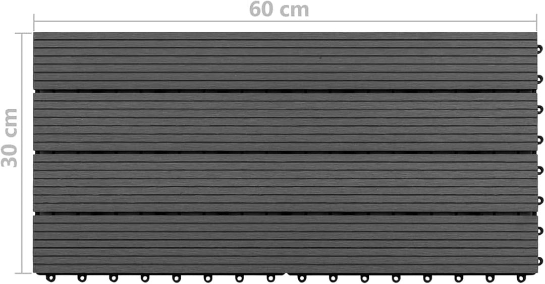Festnight WPC Terrassendielen Terrassenplatten 60x30 cm 6er Spar Set für 1.08m² Schwarz für Garten B