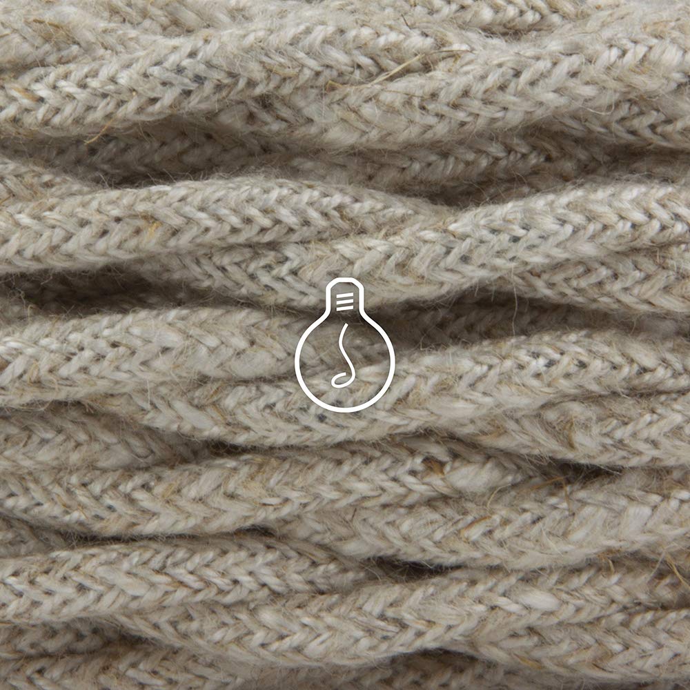 Amarcords - Textilkabel für Lampen BEIGE, geflochten, Leinen, 5 Meter, mit Erdung 3x0,75 - Stoffkabe