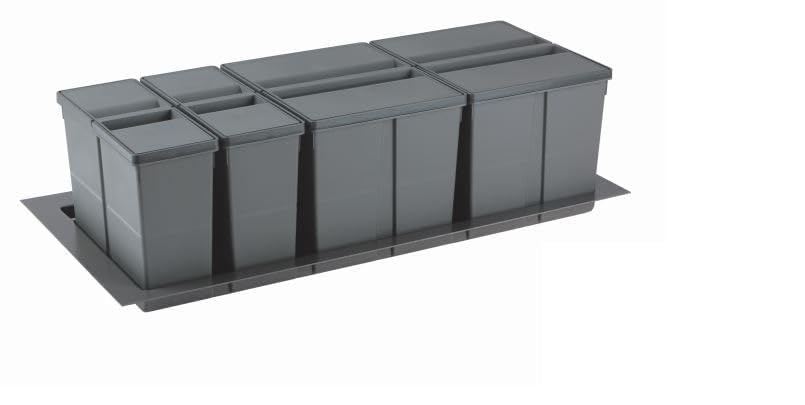Mülltrennsystem 9 XL für 100 cm Schublade - Einbau-Mülleimer mit 4 Fächern (2x 11 L, 2x 26 L), Abfal