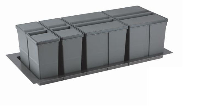 Mülltrennsystem 9 XL für 100 cm Schublade - Einbau-Mülleimer mit 4 Fächern (2x 11 L, 2x 26 L), Abfal