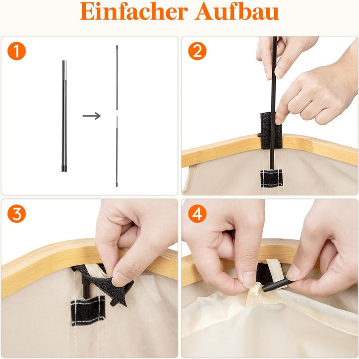 Lifewit 65L Wäschekorb Schmal mit Deckel, Faltbarer Wäschesammler Schmal mit Wäschesack, Laundry Bas