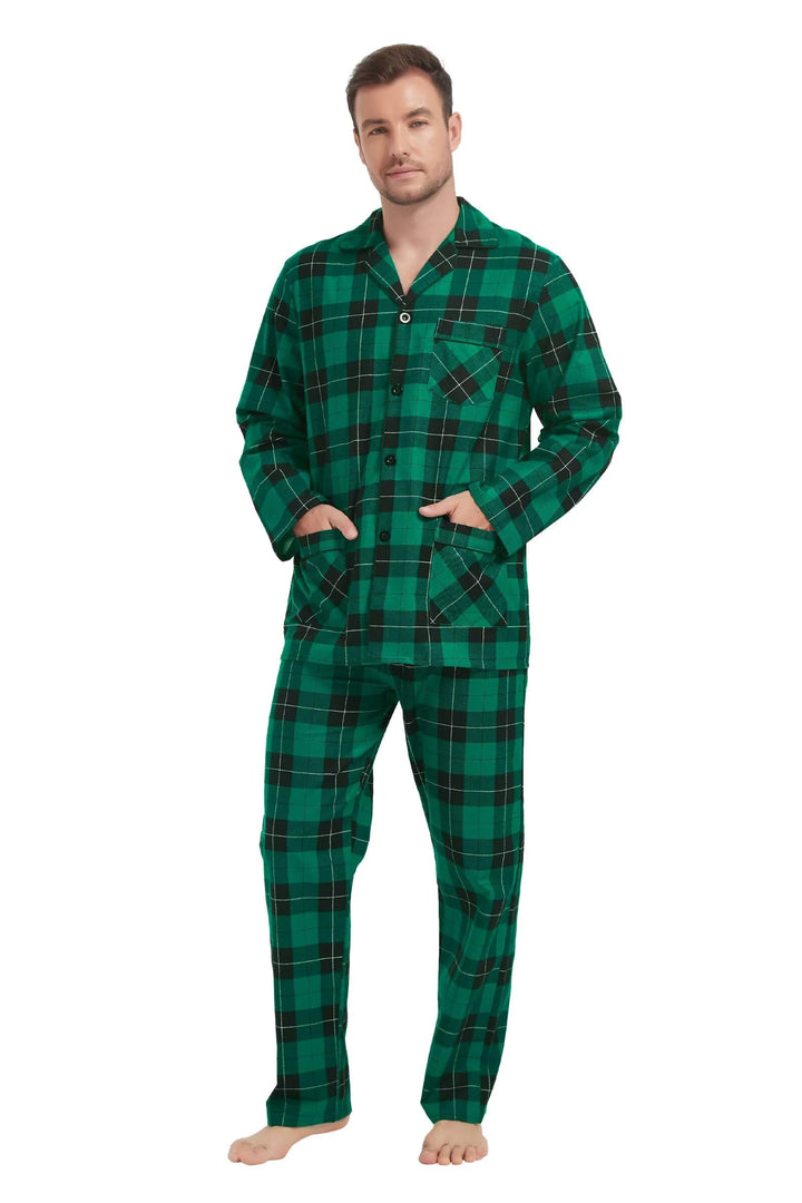 Amaxer 100% Baumwolle Herren Flanell Pyjamas Set Herren Pyjamas Home Fashion Pyjamas Langarm Hosen S
