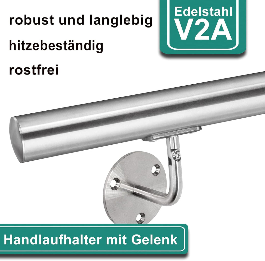 PRIOstahl Handlaufhalter Handlauf Wandhalter Handlaufstütze - 4 x Handlaufträger an die Wand Stellba