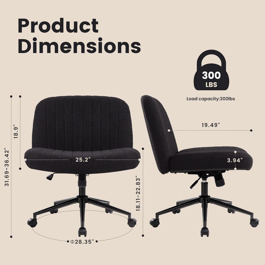 IWMH Bürostuhl ohne Armlehnen,Höhenverstellbar Drehstuhl mit Rollen,Schreibtischstuhl mit Teddy Stof