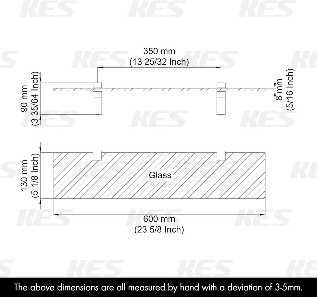 KES Duschablage Glas Glasregal Glasablage für Badezimmer Wandregal 8mm Hartglas Ablage Dusche Badreg