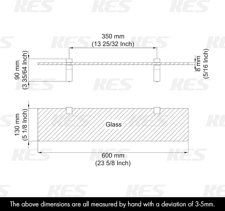 KES Duschablage Glas Glasregal Glasablage für Badezimmer Wandregal 8mm Hartglas Ablage Dusche Badreg