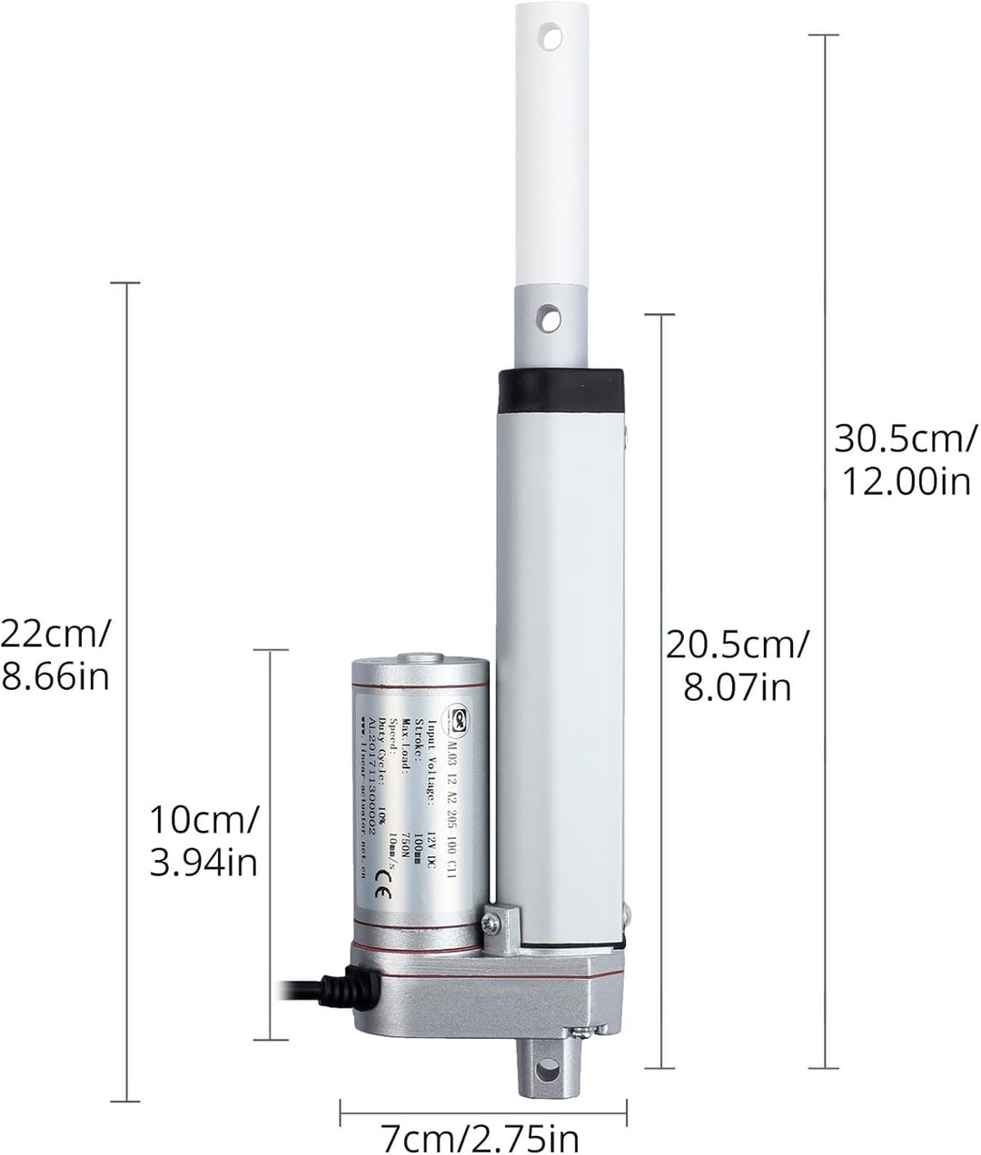 EYPINS Linearmotor 12V, 100MM Linear Actuator 750N 160lbs Linearantrieb Linearmotor Verstellantrieb