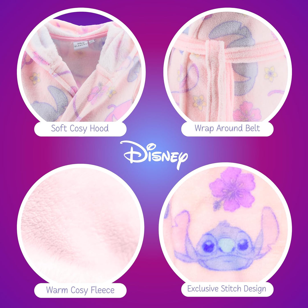 Disney Stitch Bademantel für Mädchen, Warmer und Weicher Fleece Morgenmantel Geschenk für Mädchen, G