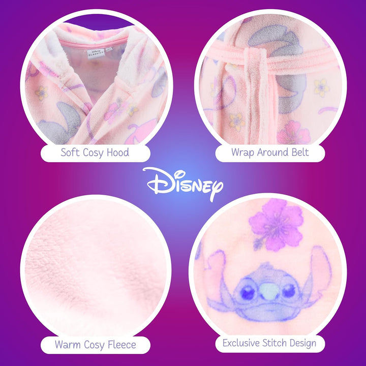Disney Stitch Bademantel für Mädchen, Warmer und Weicher Fleece Morgenmantel Geschenk für Mädchen, G