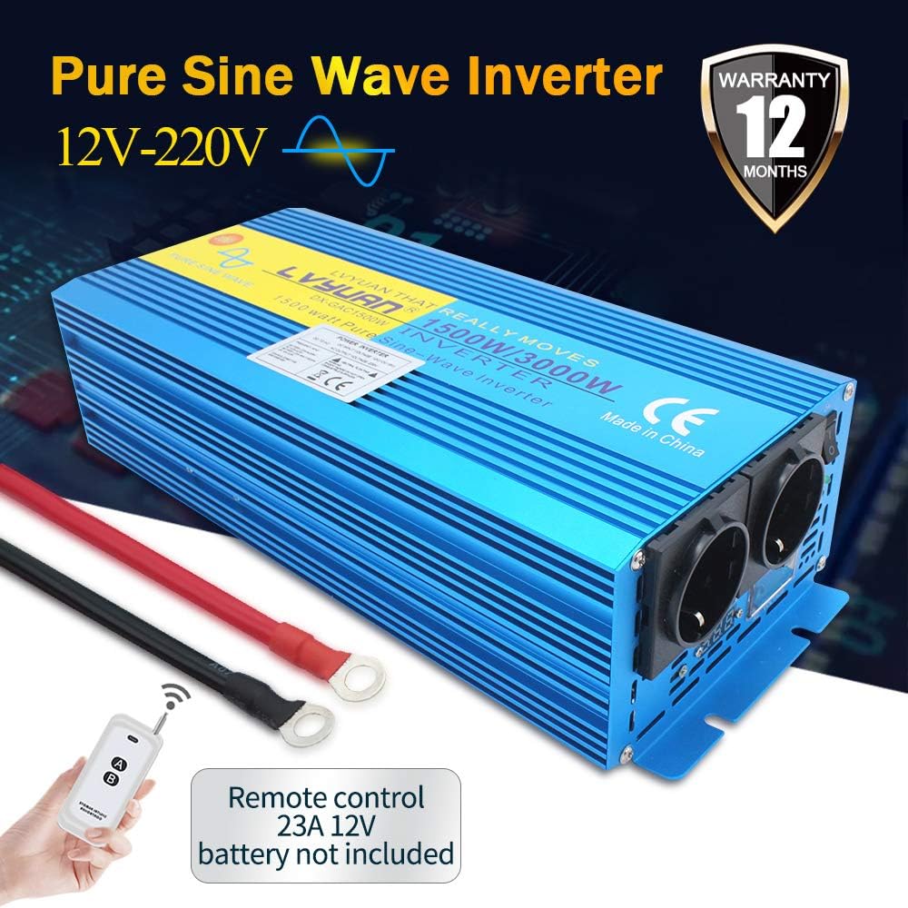 Cantonape 1500W/3000W Reiner Sinus Spannungswandler Wechselrichter 12V auf 230V Umwandler-Inverter K