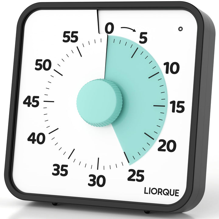 LIORQUE 19cm Visueller Timer 60 Minuten Countdown Timer XL Cyan, XL Cyan