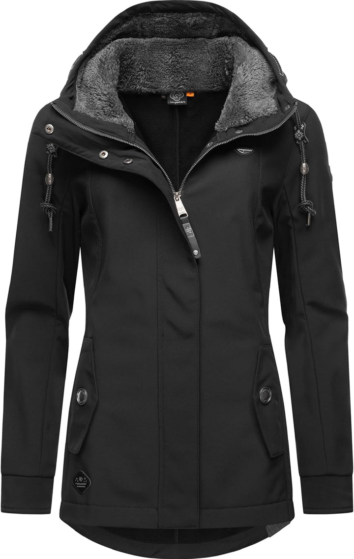 Ragwear Damen Übergangsjacke Funktionsjacke Softshelljacke wasserabweisend mit Kapuze Monadde Softsh